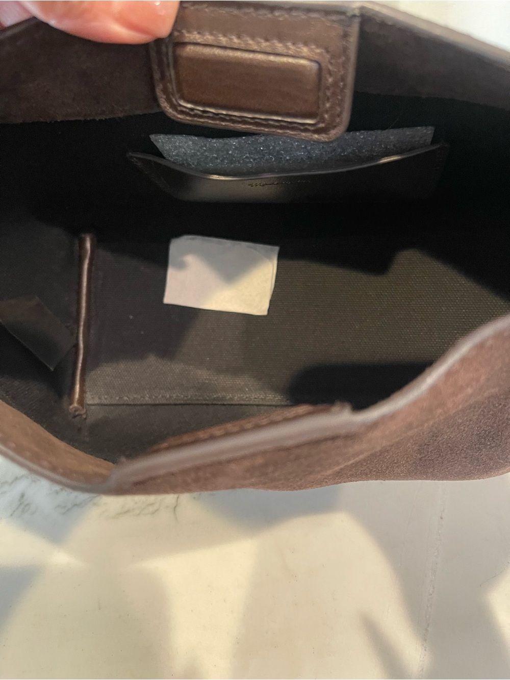 Madewell Dark Brown Suede Shoulder Bag with Gold Buckle Accent - Picture 6 of 6